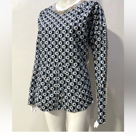 Marni for H&M 100% crisp cotton, geometric, tie, long sleeves blouse. Size 2 - Picture 13 of 17